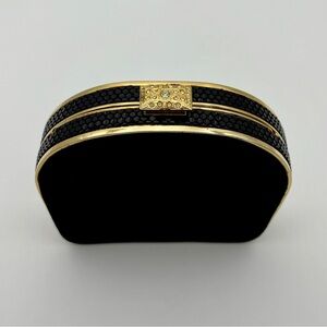 Charles Jourdan Paris Vintage Black Gold Clutch